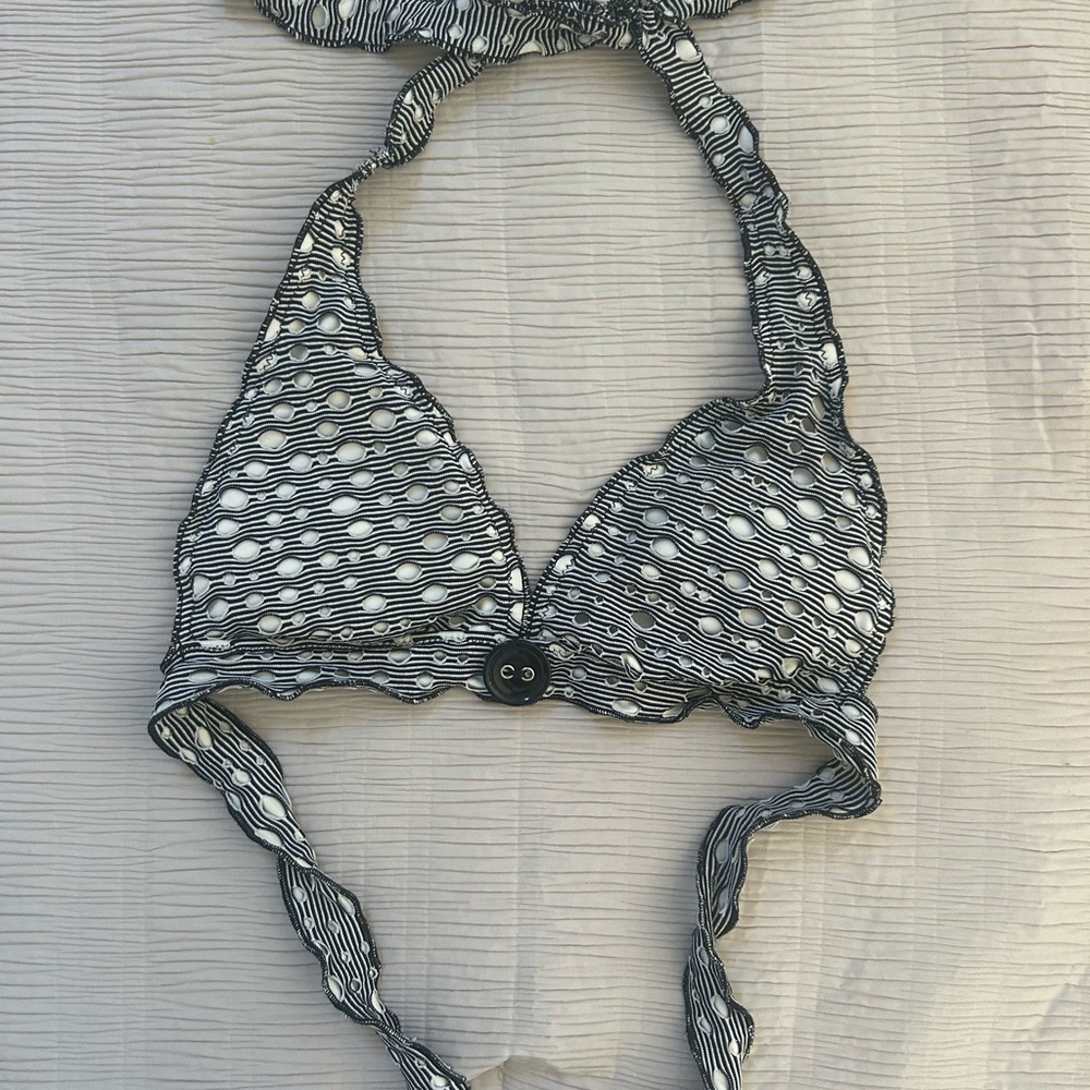 BECCA Black and White Halter Bikini Top